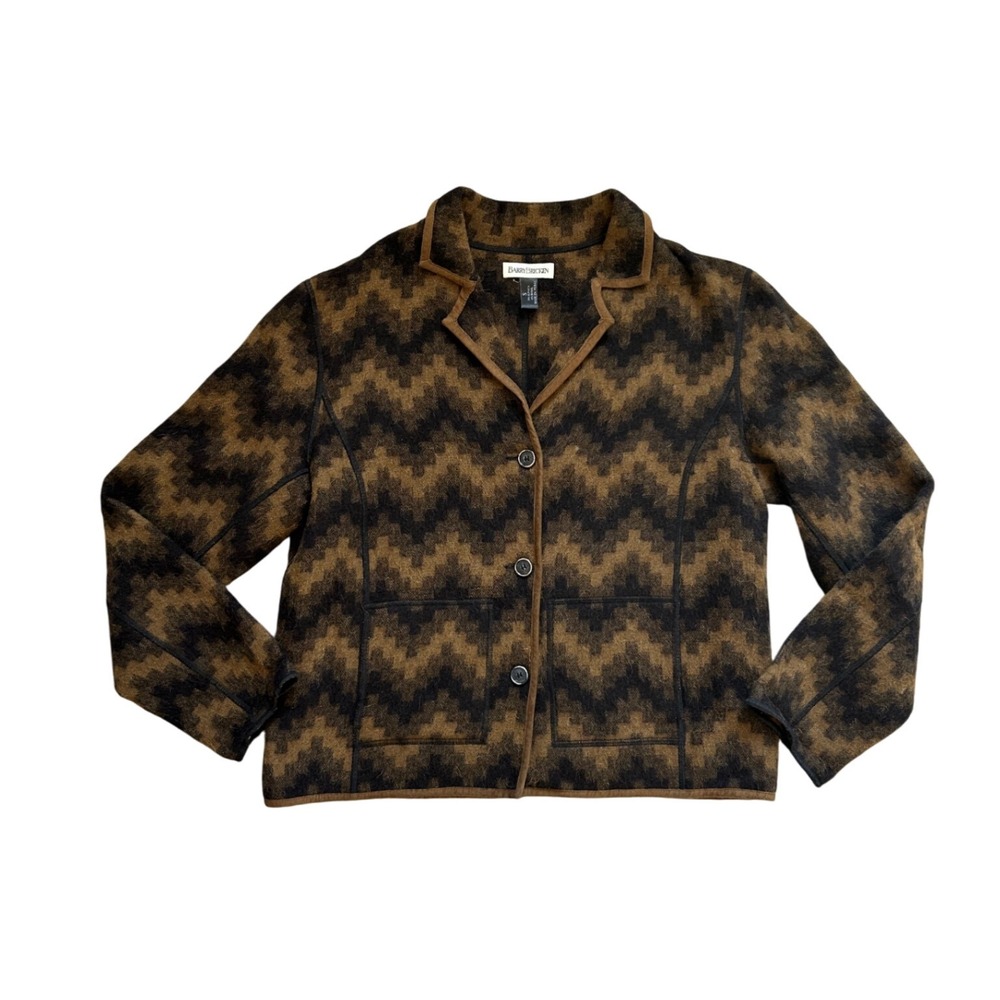 VTG Peruvian Alpaca Wool‎ southwestern jacquard button down collard Jacket S
